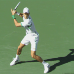 Novak Djokovic hitting a forehand