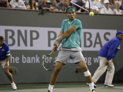 Rafael Nadal hitting a two-handed backhand