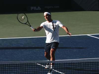 Roger Federer Hitting a Forehand Volley