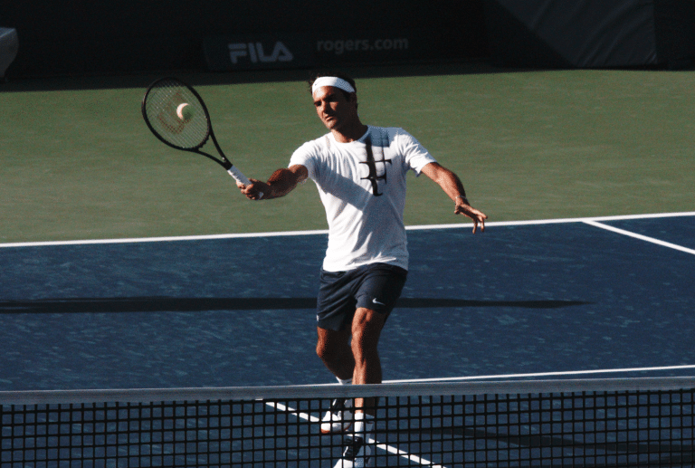 Roger Federer Hitting a Forehand Volley